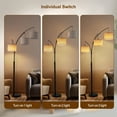 thumbnail image 6 of Netin 80” 3-Light Modern Dimmable Black Arc Floor Lamp with Beige Shades, 6 of 10