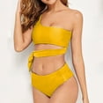 thumbnail image 2 of B91xZ Bikinis de Mode pour Femmes Col Rond Rehausseur Rembourré Brésilien String Maillot de Bain, Jaune TG, 2 of 4