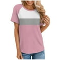 thumbnail image 2 of ECZHAW Womens Summer Color Block Tops Casual Short Sleeve Crew Neck T Shirts,, 2 of 5