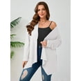thumbnail image 2 of SHOWMALL Women's Plus Size Open Front Cardigan, White 1X Lightweight Duster Sweater with Pockets for Casual Layering, 2 of 8
