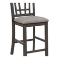 thumbnail image 3 of Benjara Fabric Upholstered Counter Chair with Lattice Cut Out Back, Set of 2, Gray, 3 of 3