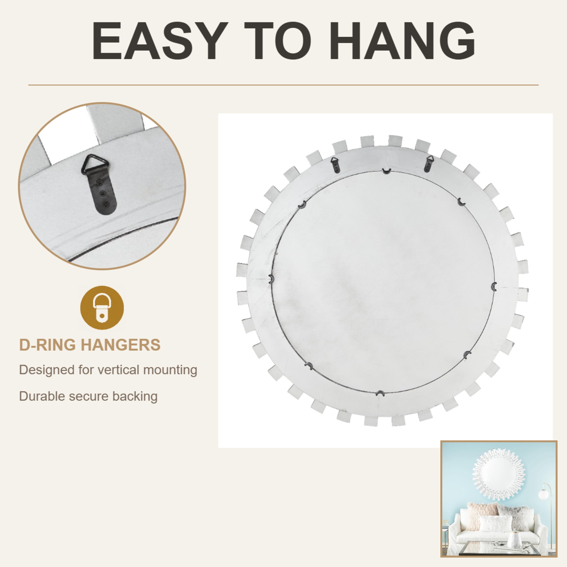 CosmoLiving by Cosmopolitan 42" x 42" Silver Mirrored Starburst Wall Mirror