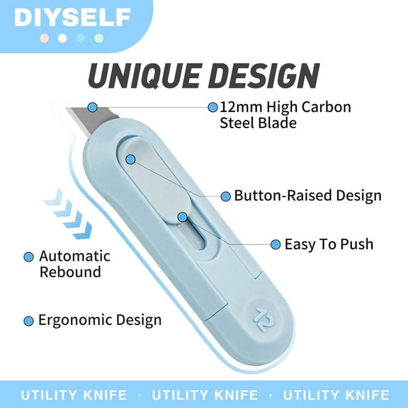 DASAW-8 Pack Box Cutter, Box Cutter Retractable Letter Opener, Cute Utility Knife Exacto Knife for School, Razor Knife for Crafts, Paper, Packages, Small Box Cutters Bulk for Women Girls