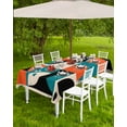 thumbnail image 4 of Fsddascl Burnt Orange Teal Black Outdoor Tablecloth - 60x84 Inch Rectangle Dining Table Cover, Modern Abstract Geometric Waterproof Outdoor Table Cloth with Umbrella Hole & Zipper for Picnic/Patio, 4 of 7