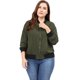 thumbnail image 3 of ChaqueBomber LigeBolsillo CremalleRibete En Contraste TalGrande PaMujer Verde XXL, 3 of 7
