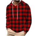 thumbnail image 3 of Namayuj Mens Fleece Hoodies Basic Plaid Hooded Sweatshirt Trendy Sweater Tops Cotton Warm Long Sleeve Hoodie with Pcokets, 3 of 6