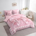 thumbnail image 3 of Manfei Girls Pink Pearl Bowknot Bedding Comforter Set 7-Piece,Ribbon Bowtie King Bedding Sets,Dreamy Princess Ultra Soft Bed Sheets,Microfiber Bedroom Decor,Reversible, 3 of 8