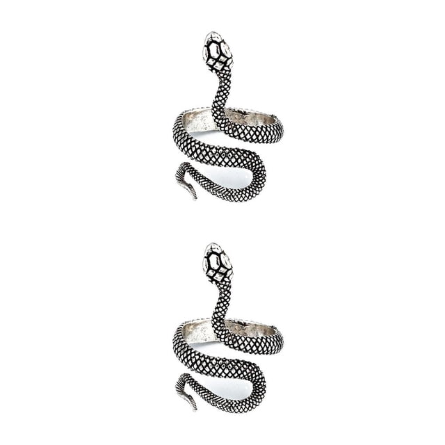 Anillos Vintage Sonducket Aleación ajustable Joyas para hombres Plata/Serpiente 2piezas