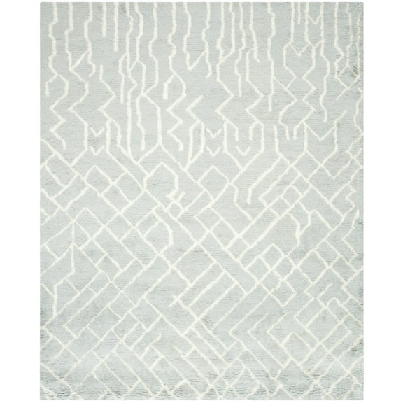 SAFAVIEH Casablanca Elvan Geometric Shag Area Rug, Blue/Ivory, 8' x 10'