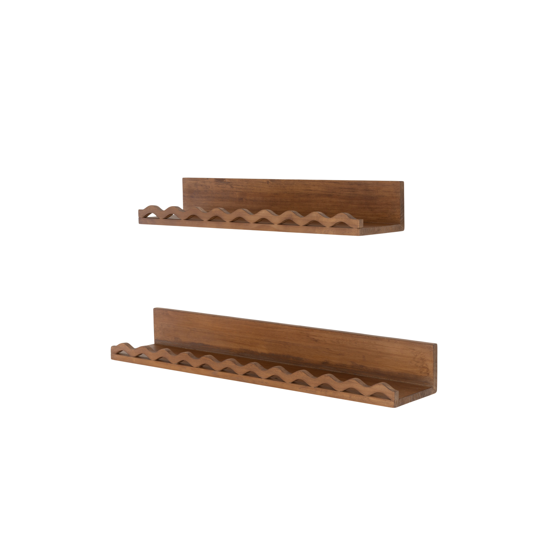 DecMode 31", 24"W Handmade Wavy 1-Tier Brown Wall Shelf (2 Count)