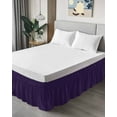 thumbnail image 4 of Solid Color Bed Skirt Dark Purple Bed Skirts Queen Size 16 Inch Drop, Wrap Around Dust Ruffle&nbsp;Bedskirt with Adjustable Elastic Belt for Queen Size Beds, 4 of 7