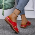 thumbnail image 5 of Summer Saving Clearance! Tuobarr Women's Wedge Sandals Women's Flat Arch-Support Sandals Shoes Ladies Beach Orthopedic Sandals Summer Non-Slip Causal Slippers Red US Size 7.5, 5 of 5