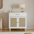 thumbnail image 5 of Hidden Cat Litter Box Furniture with Storage Drawer, Wood Cats Litter Enclosure Cabinet with 2 Sisal Doors, Hidden Enclosed Kitty Litter Box Cabinet Dog Proof for Living Room White, 5 of 7