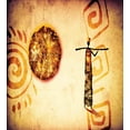 thumbnail image 2 of African Duvet Cover Set, Exotic Patterns with Sun and Infinity Cultural Impressions, Decorative 3 Piece Bedding Set with 2 Pillow Shams, Calking Size, Brown Tan, by Ambesonne, 2 of 2