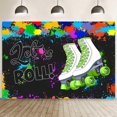 thumbnail image 1 of 7x5ft Let's Roll Backdrop Happy Birthday Decorations for Girls Skating Theme Party Decorations Colorful Party, 1 of 5