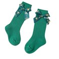 thumbnail image 2 of Lilgiuy Christmas Socks for Newborn Infants Girls Tube Ruffled Long Stockings with Bow Knot Toddlers Warm School (Mint Green, 2-4 Years), 2 of 4
