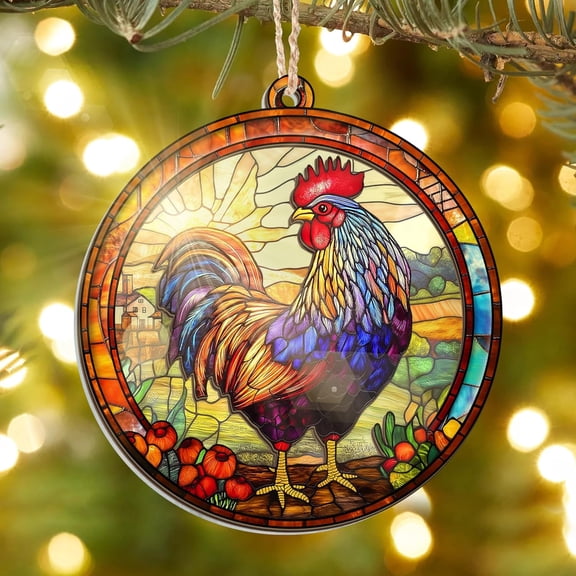 Chicken Ornaments for Christmas Tree - Suncatcher Christmas Ornaments 2025 - Chicken Gifts for Women Men, Rooster Gifts for Women Animal Farmhouse Lovers, Rustic Home Decor