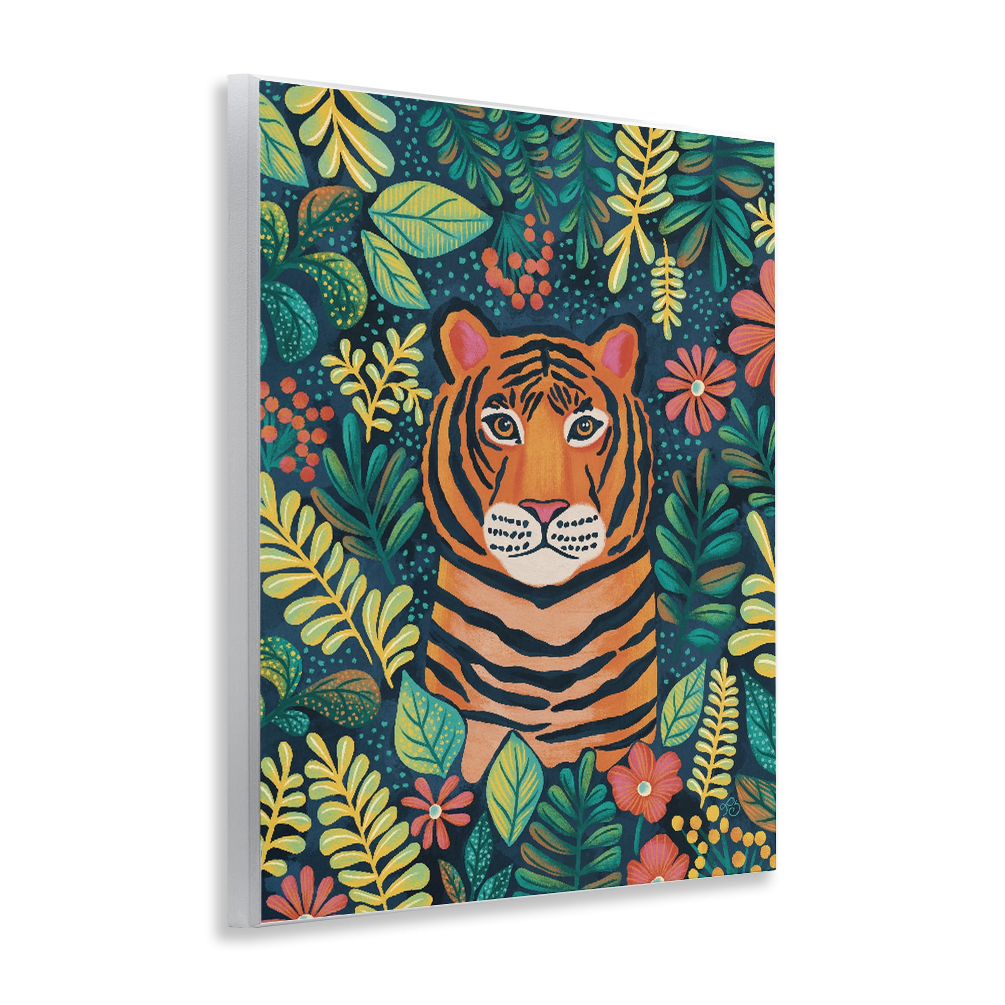 Stupell Industries Exotic Leaf Pattern Tiger Wall Plaque Art, design by Lisa R Dumm