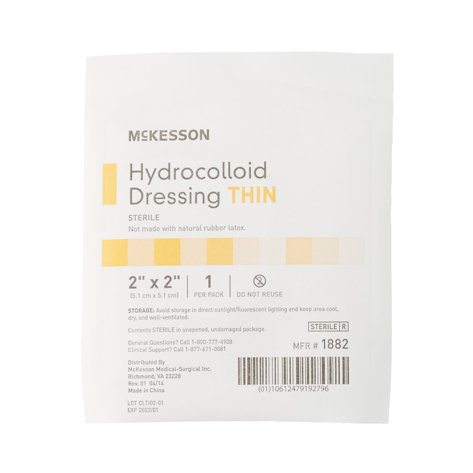 McKesson Hydrocolloid Wound Dressing, Sterile Thin Bandage, 2 in x 2 in, 20 Count, 20 Packs, 400 Total