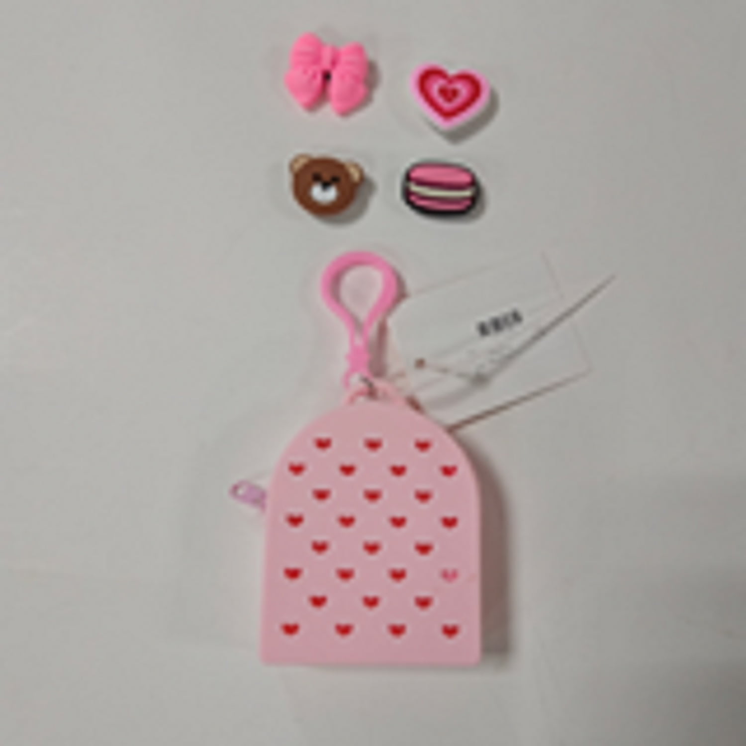Wonder Nation Silicone Mini Backpack Bag Clip/Pouch for Kids with Interchangeable Charms, Pink, 5 Pieces