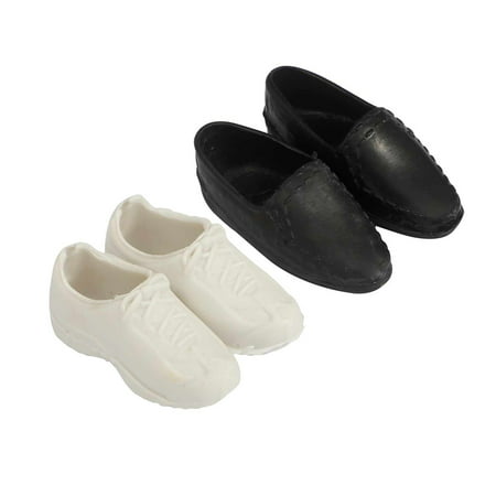 2 Pairs of Ken Doll Shoes White Tennis Shoes and Black