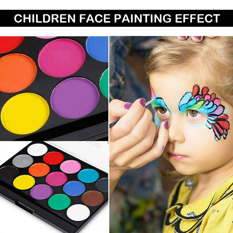 Face Paint Kit for Kids - 4 Jumbo Stencils, 15 Large Water Based Paints, 2  pens -Makeup Kit, Professional Face Paint Palette, Safe for Sensitive Skin, Face  Painting Book 