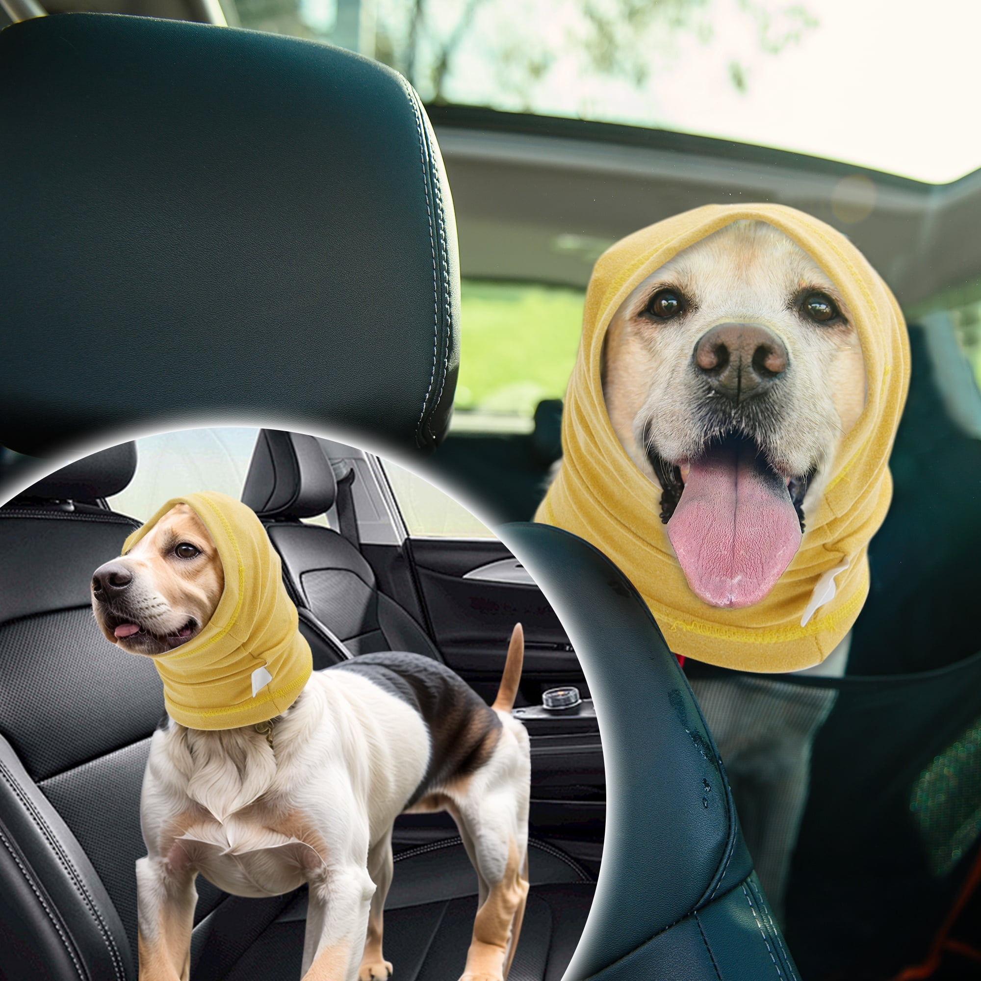 Unique Bargains Dogs Calming Headband Dog Ear Muff Noise Protection Yellow S