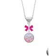 thumbnail image 2 of Delight Jewelry Silvertone Domed Multi Color DH Hot Pink Bow Heart Necklace, 2 of 4