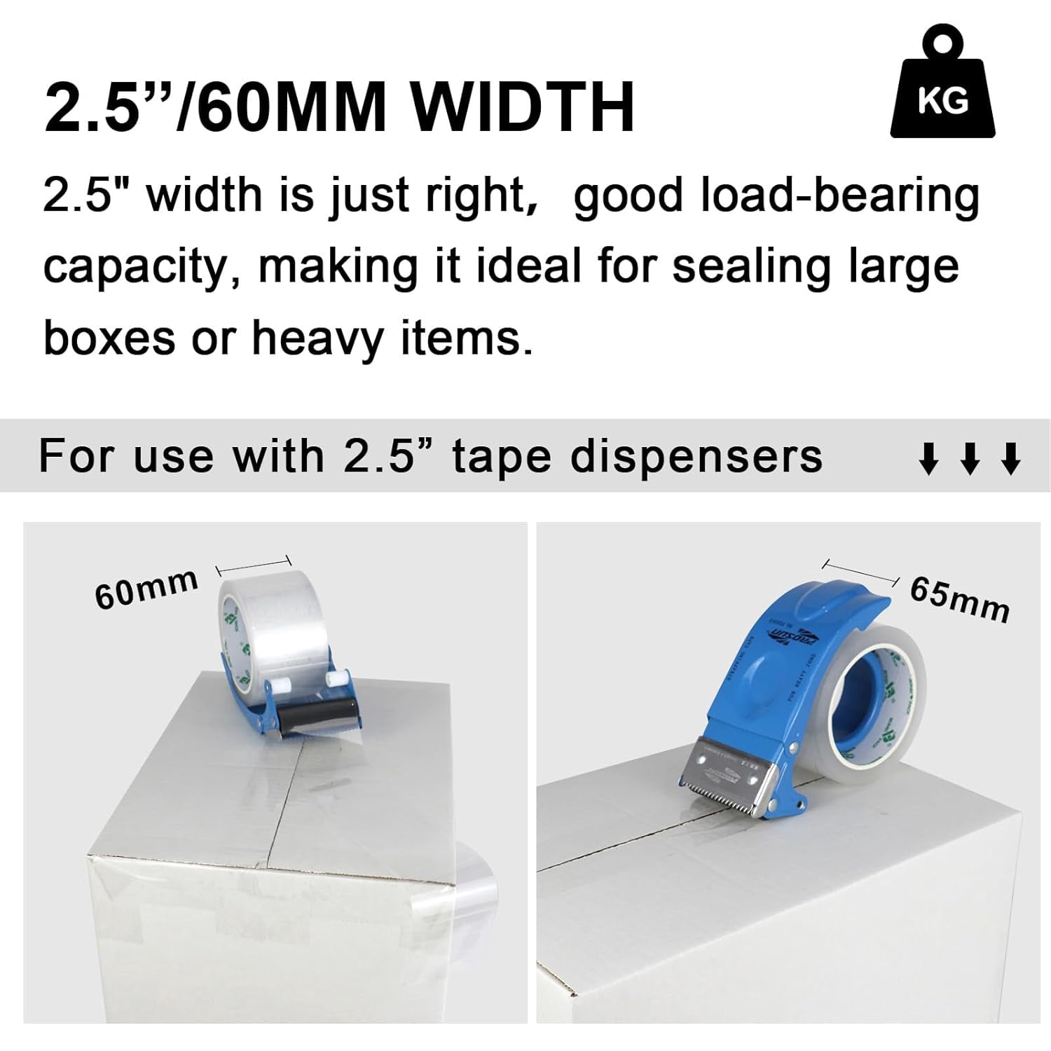 2.5-inch wide transparent packing tape, 6-roll refill set, heavy-duty wide packing tape, suitable for搬运, transportation, and storage, 2.4 mil x 60 yards