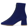 thumbnail image 2 of YDN Women Round Toe Ankle Boot Lace up Chunky Mid Heels All Weather Stylish Zipper Booties Shoe Size 15 Blue, 2 of 4