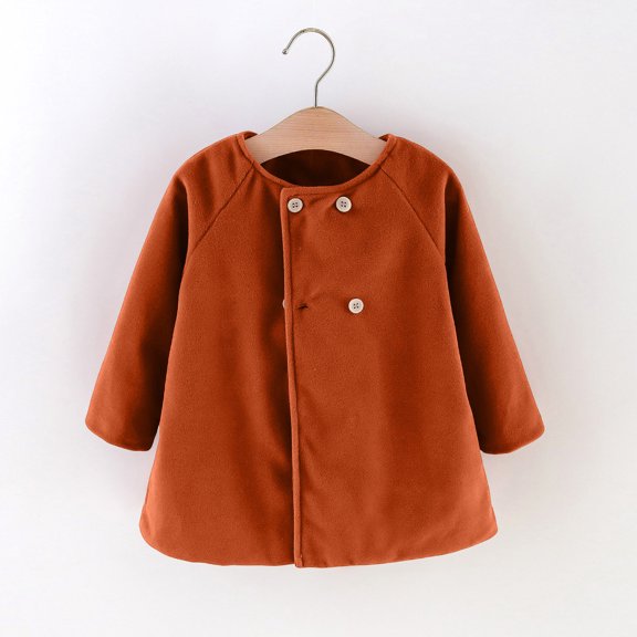 Xdegoge Toddler Girls Double Breasted Coat Long Sleeve Lapel Collar Dressy Jacket Warm Fall Winter Outerwear Elegant Fashion Wind Resistant Clothes