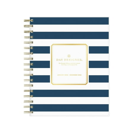 Blue Sky 2022 8" x 10" Daily & Monthly Planner Day Designer Navy Stripe 103622-22