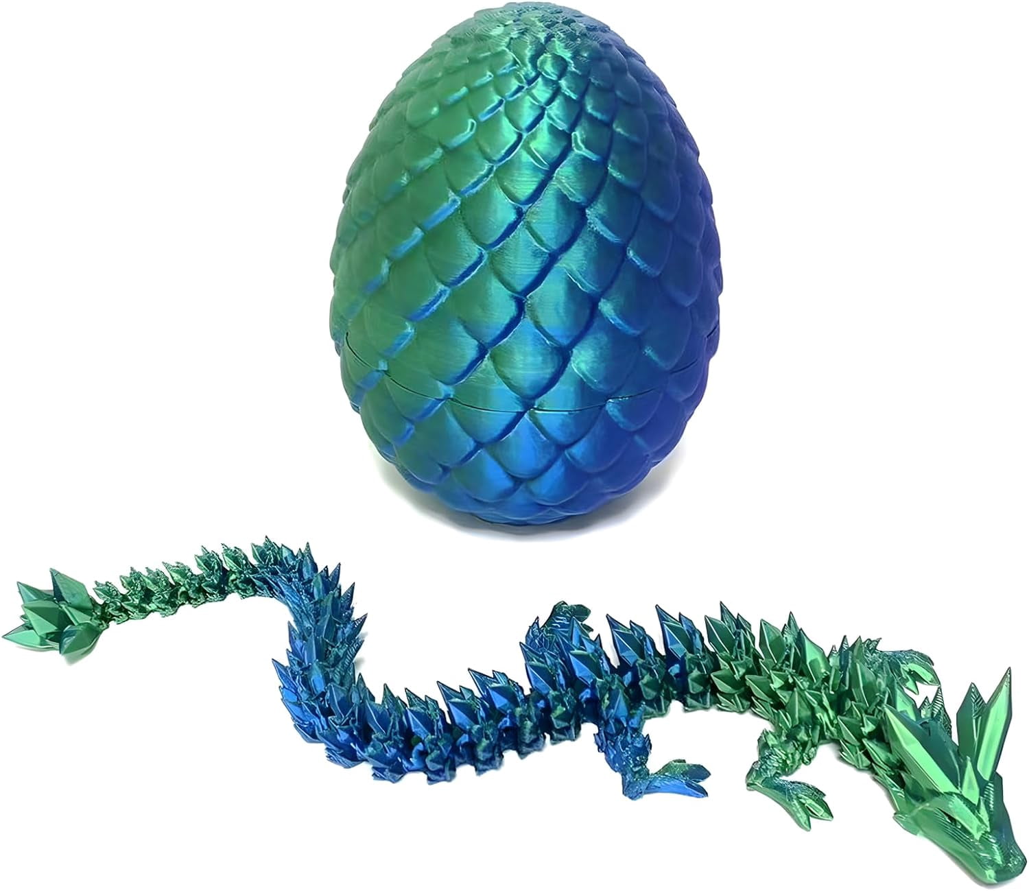 Home Office Desk Decor3D Printed Dragon Egg Crystal 3D Dragon Fidget Toys for Adult Articulated Dragon Egg Surprise Dragon Gifts,Blue