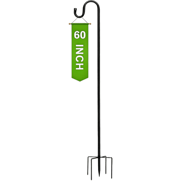 60/76/92 Inch Shepherd Hook for Outdoor - Single Hook with 5 Leg Ground Base, Paint Spray Coated Plant Hanger for Bird Feeders, Flower Baskets & Lanterns (1, 60 inch)
