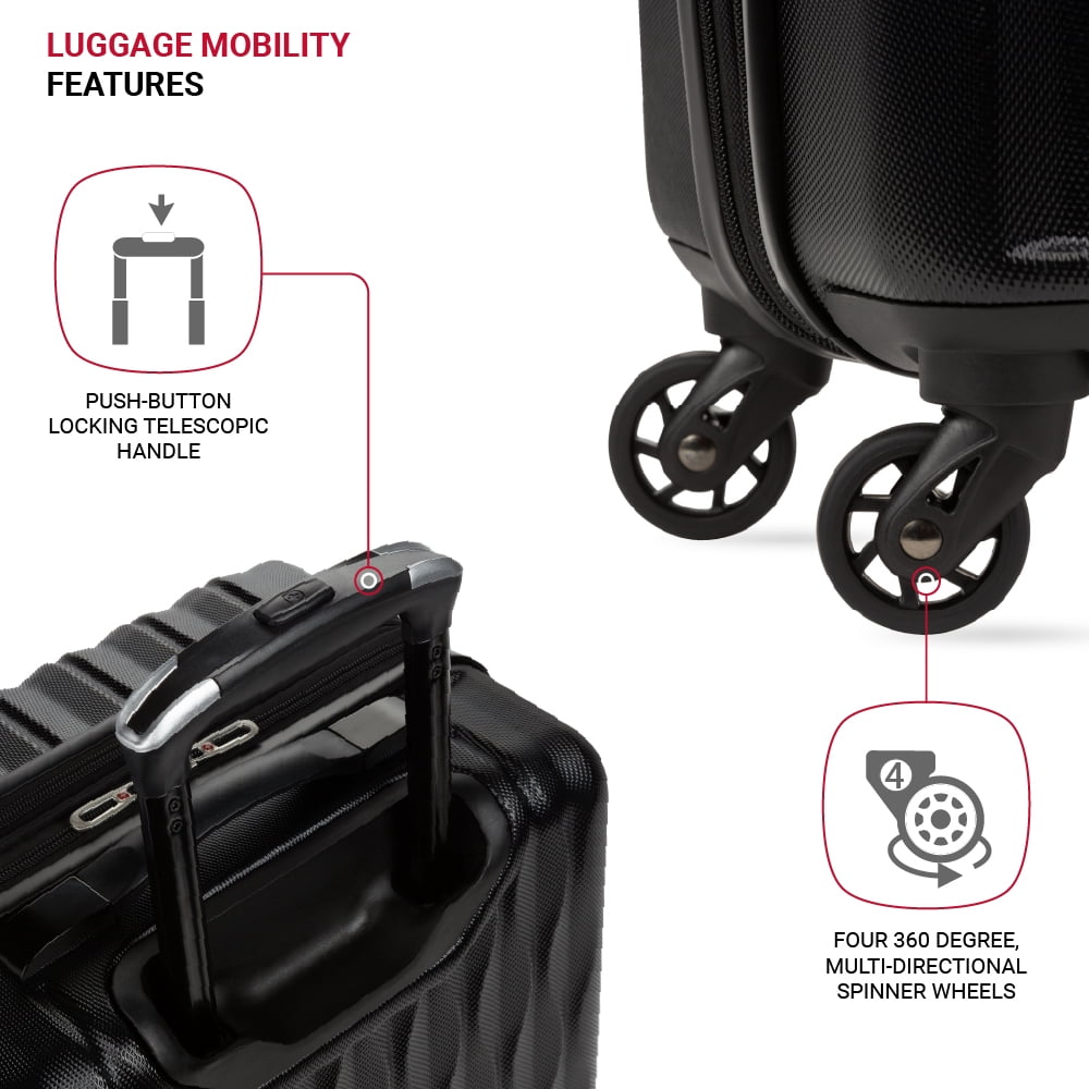 SWISSGEAR Wave Hardside Expandable Carry-on Luggage with Spinner Wheels, Black