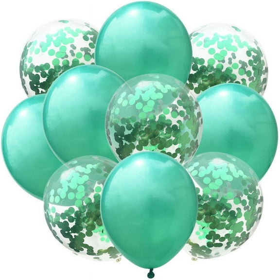 Zhuge 50PCS Light Green and Green Confetti Balloons, Premium 12inch Birthday Party Balloons, Balloons Bulk for Bridal Shower, Graduation Party Decoration