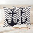 thumbnail image 3 of Grey Zigzag Outdoor Waterproof Pillow Covers, Coastal Nautical Anchor Stripes Decorative Square Throw Pillowcase Sofa Cushion Sham for Patio/Couch/Chair, 20"x20" 2 Pack, 3 of 8