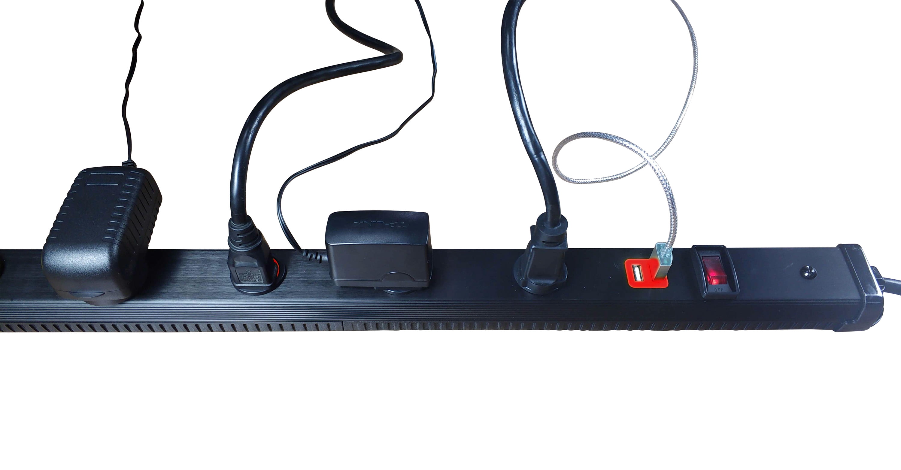 Hyper Tough 9-Outlet Metal Power Strip with 2 USB Ports, 10 ft Cord, Black