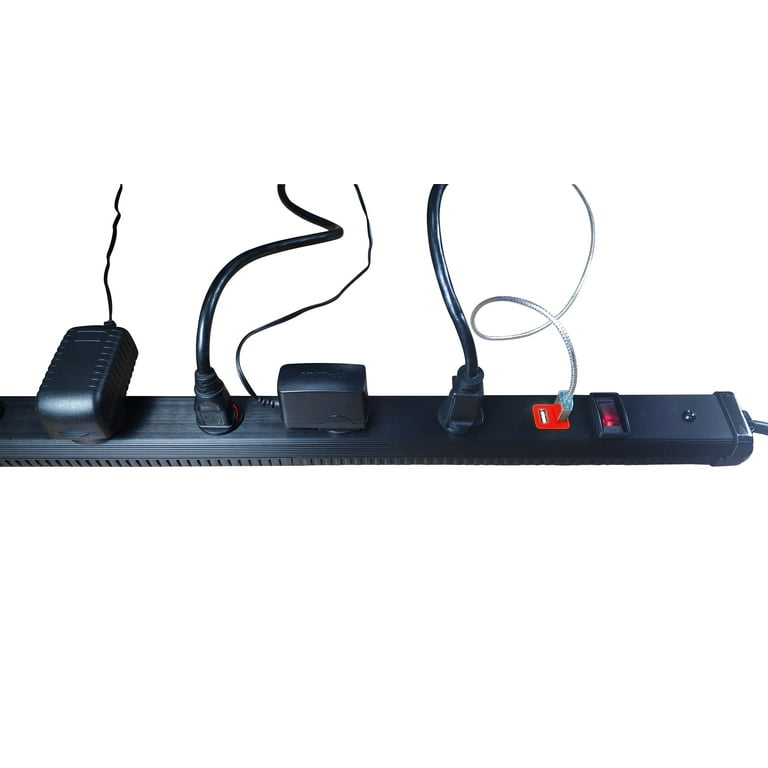 Hyper Tough 9 Outlet 10FT Power Strip, Metal Cord with 2 USB Ports