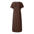 thumbnail image 5 of Women Long Nightdress Sale Short Sleeve V Neck Tunic Maxi Dress Soft Sleep Dress Elegant Pajamas Loungewear Nightdress Cotton Sleepwear Homewear Jumper Dress Long Nightgown with Pockets, 5 of 6