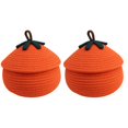 thumbnail image 1 of Cesta Tejida A Prueba Polvo con Forma Calabaza para Halloween con Tapa, Cesta Almacenamiento Escritorio, Cesta Almacenamiento Cosméticos y Artículos para Refrigerios, 1 of 8