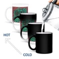 thumbnail image 4 of 3dRose, Abstract tree roots in hues of teal and mint green on coffee brown damask background, 11oz Magic Transforming Mug, 4 of 8