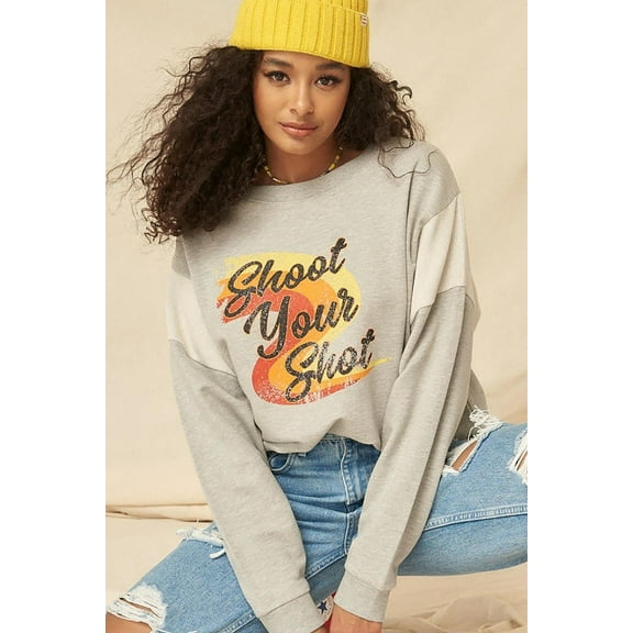 A French Terry Knit Graphic Sweatshirt M