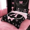 thumbnail image 2 of meiyoeat Bowknot Letter Print A Bedding For Girls,Girly Pink Bow Duvet Cover Full For Kids,Pink Reversible,3pcs(No Comforter), 2 of 6