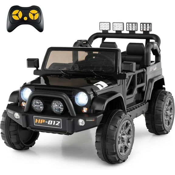 OLAKIDS 2 Seater Ride on Truck, 12V Battery Powered Electric Vehicle for Kids with Remote Control, Power Display, LED Lights, Story, Suspension System, MP3, Ride on Toy for 3  Boys Girls