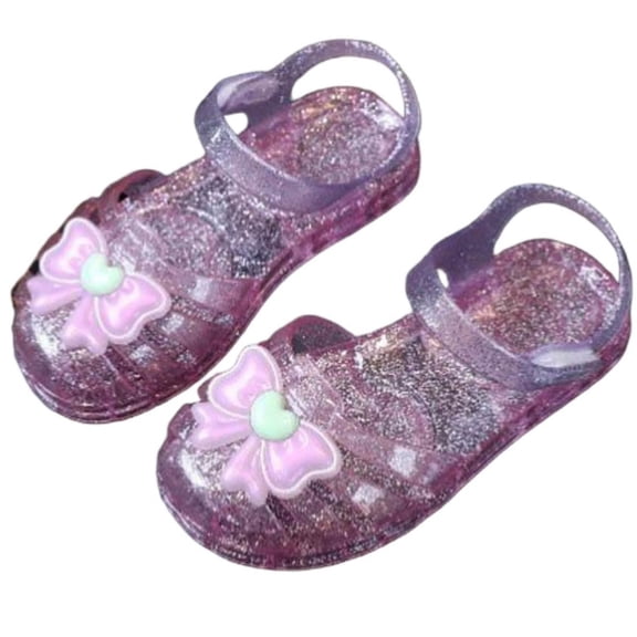 HAOTAGS Jelly Sandals Girls,Slip - Resistant Transparent Crystal Bowknot Plastic Sandals Pink 12 M