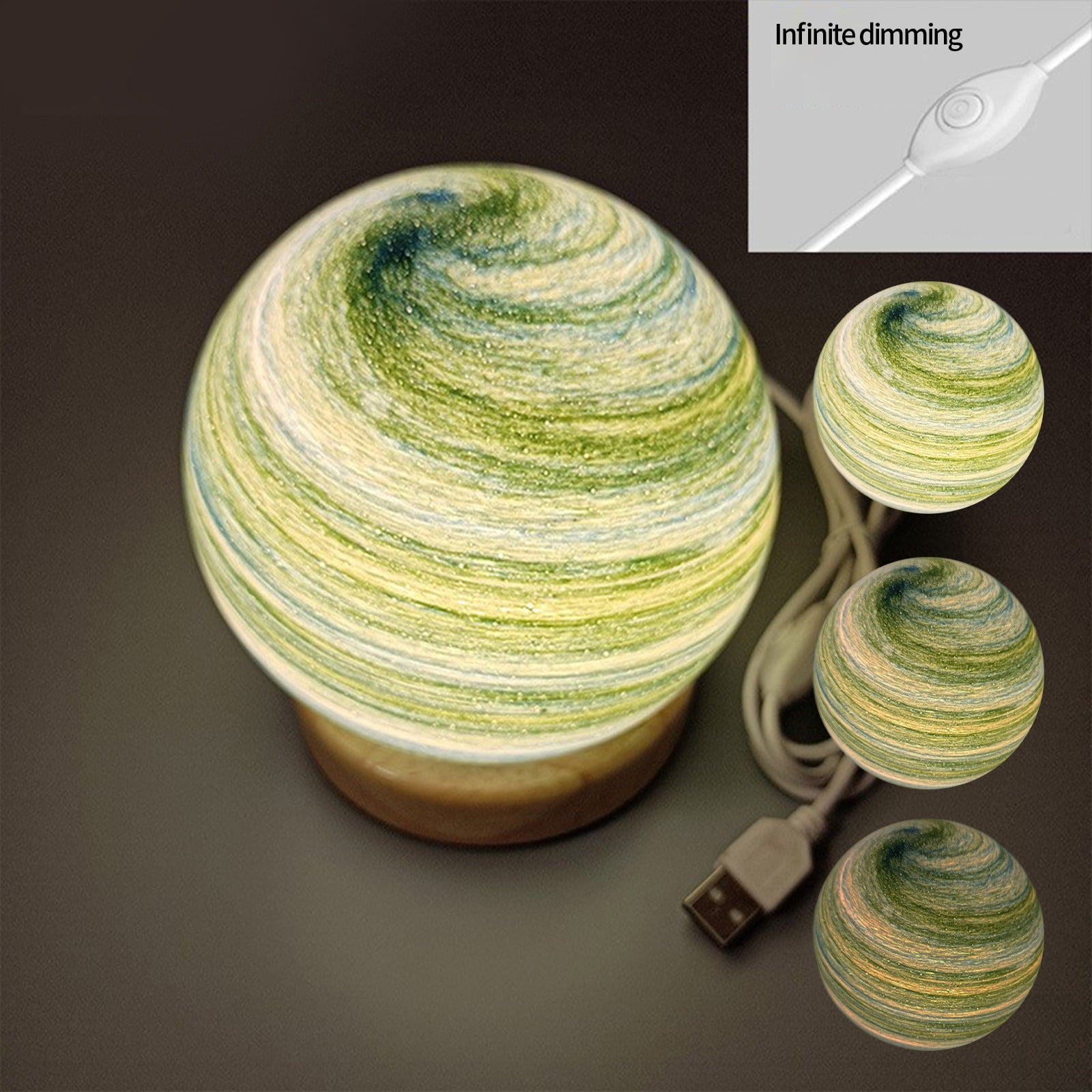 Gnmfd LED 3D Dimmable Planet Glass Ball Night Light USB Powered Mood Lamp for Bedroom, Bedside Table, Home Decoration, Romantic Night Light Gift, Lights for Room, Night Lights Plug Into Wall