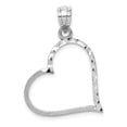 thumbnail image 1 of 14k White Gold Solid Satin Diamond-cut Small Reversible Heart Pendant, 1 of 5