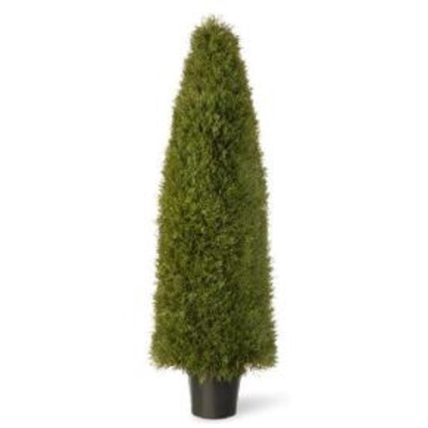 60" Tall Artificial Green Upright Juniper Shrub with Round Pot