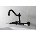 thumbnail image 2 of Kingston Brass KS3240PL Vintage Double-Handle Wall Mount Bathroom Faucet, Matte Black, 2 of 8